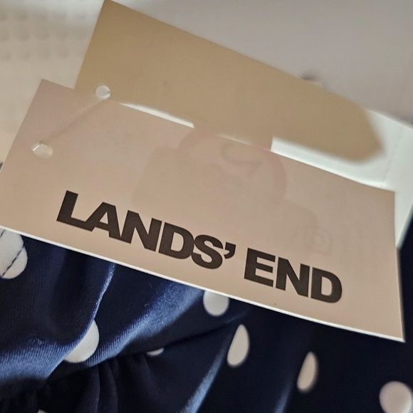 126.🆕MED (10-12) Lands' End High Neck Navy Polka Dot Pattern NWT - Picture 4 of 4